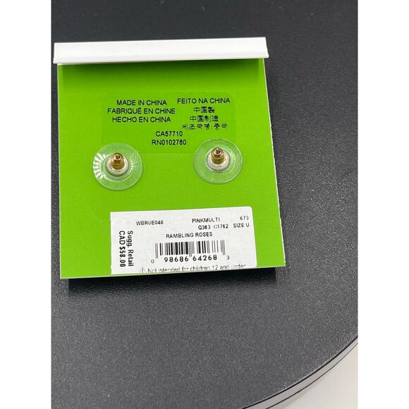 Kate Spade New York Pink Pave Monkey Stud Ramblin Roses Earrings‎ New - Picture 5 of 7